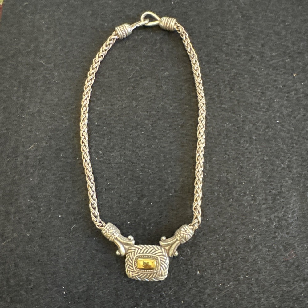 Vintage Brighton Silver Gold Tone Collar Necklace Rope Statement Estate